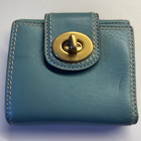 Coach Handbags - Coach Teal Leather Wallet